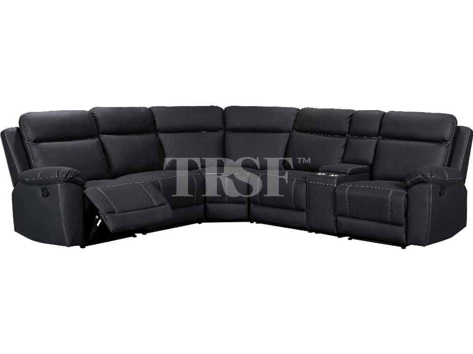 Black recliner corner discount sofa